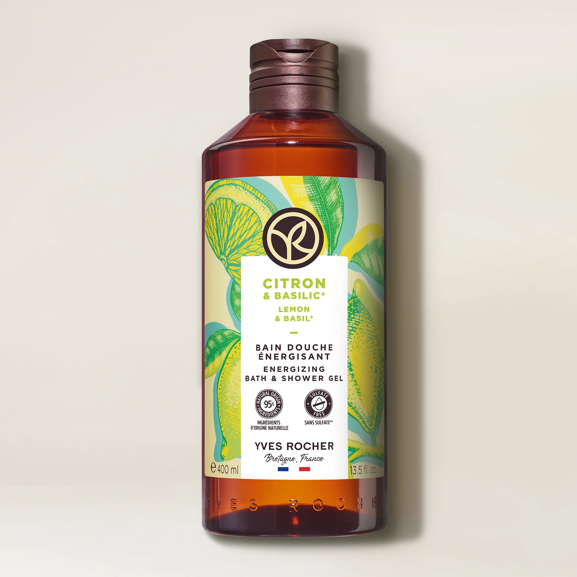 Lemon & Basil Energizing Bath & Shower Gel - 400 ml - Image 2